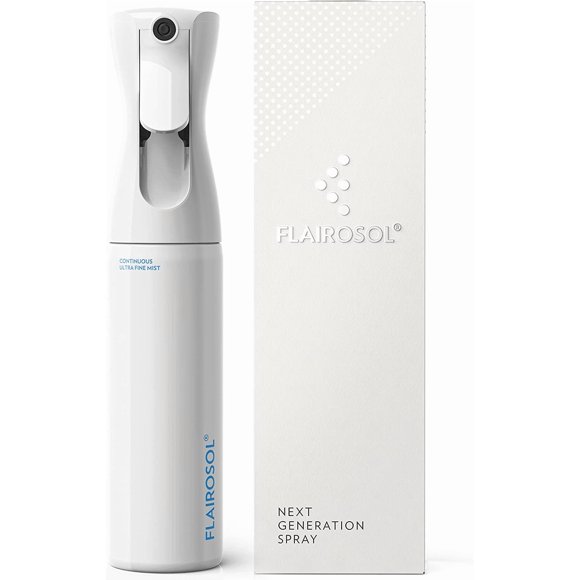 FLAIROSOL, The Original. Spray Bottle for Pets, Plants, Home and More, Ultra Fine Continuous Mist with 1,001 uses. Trusted by Professionals. Patented Technology. 10 oz, White Bottle, Blue Print