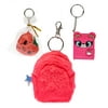 Claire's Tween Marble Crystal Keychain Bundle, Holiday Gifts, Fuzzy Red Backpack