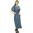 thumbnail image 4 of Bimba Women's Long Cotton Kaftan Maxi Printed Kimono Dress Drawstring Cover Up Nightwear, 4 of 5