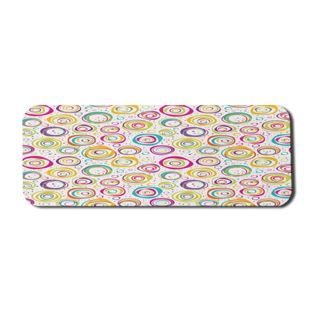 Geometric Computer Mouse Pad  Childish Spirals with Funny Dots Bubbles Background Kids Nursery Theme Print  Rectangle Non-Slip Rubber Mousepad Large  31  x 12  Gaming Size  Multicolor  by Ambesonne