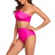 thumbnail image 2 of Bikini con volantes en color rojo rosa, de fibra de poliéster, con cintura alta y control de abdomen para fiestas y spas, talla S, 2 of 6