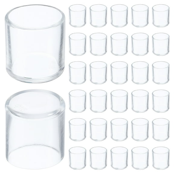 Uxcell 32Pcs Silicone Chair Leg Floor Protectors 0.63" Round Non-Slip Chair Leg Caps Covers for Hardwood Floors, Clear