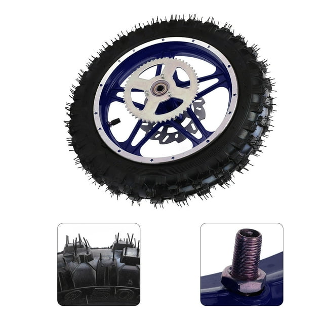 Rear Wheel Assembly, Dirt Bike Rear Wheel Wearproof 2.5-10in Nonslip Direct Replacement for Off Road Motorcycle