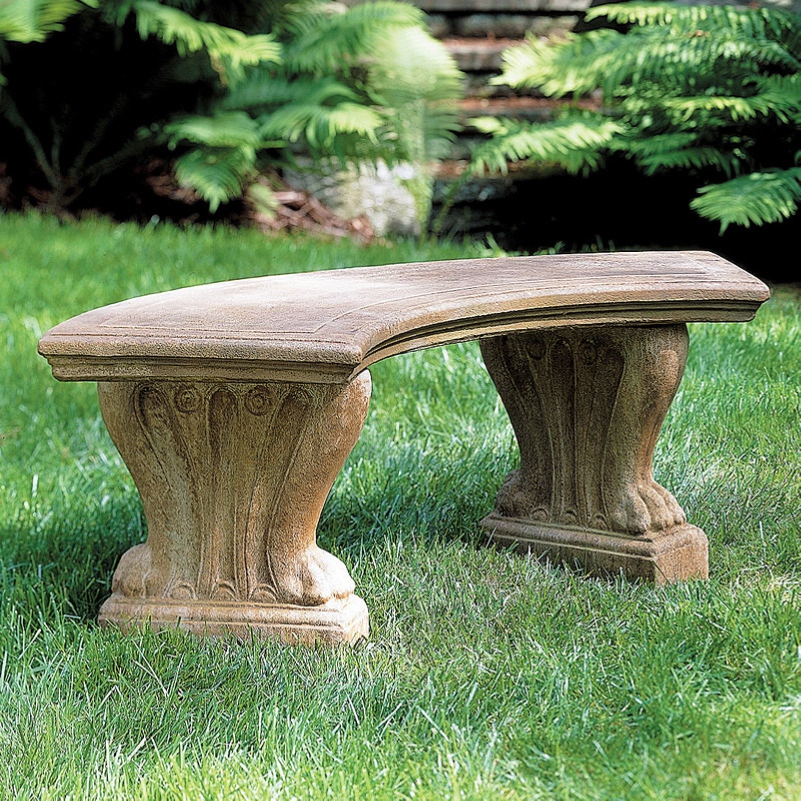 Campania International Curved Westchester Cast Stone Backless Garden