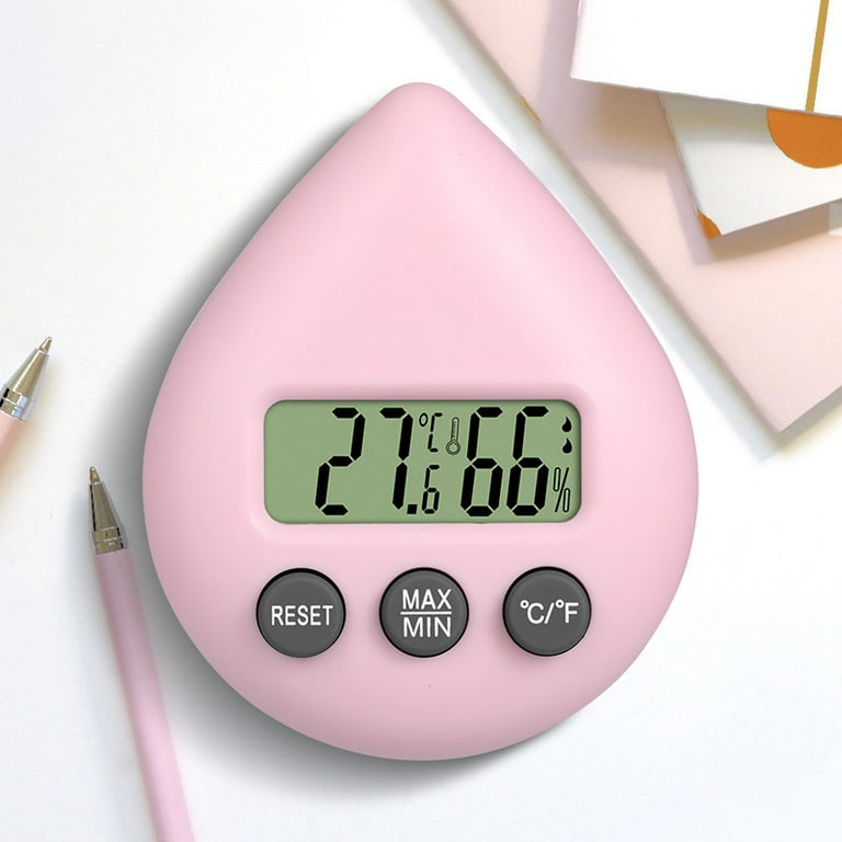 HXAZGSJA Cute Electronic Thermometer Hygrometer Monitor Indoor Small Room  Thermometer Gauge for Home Room(Pink)