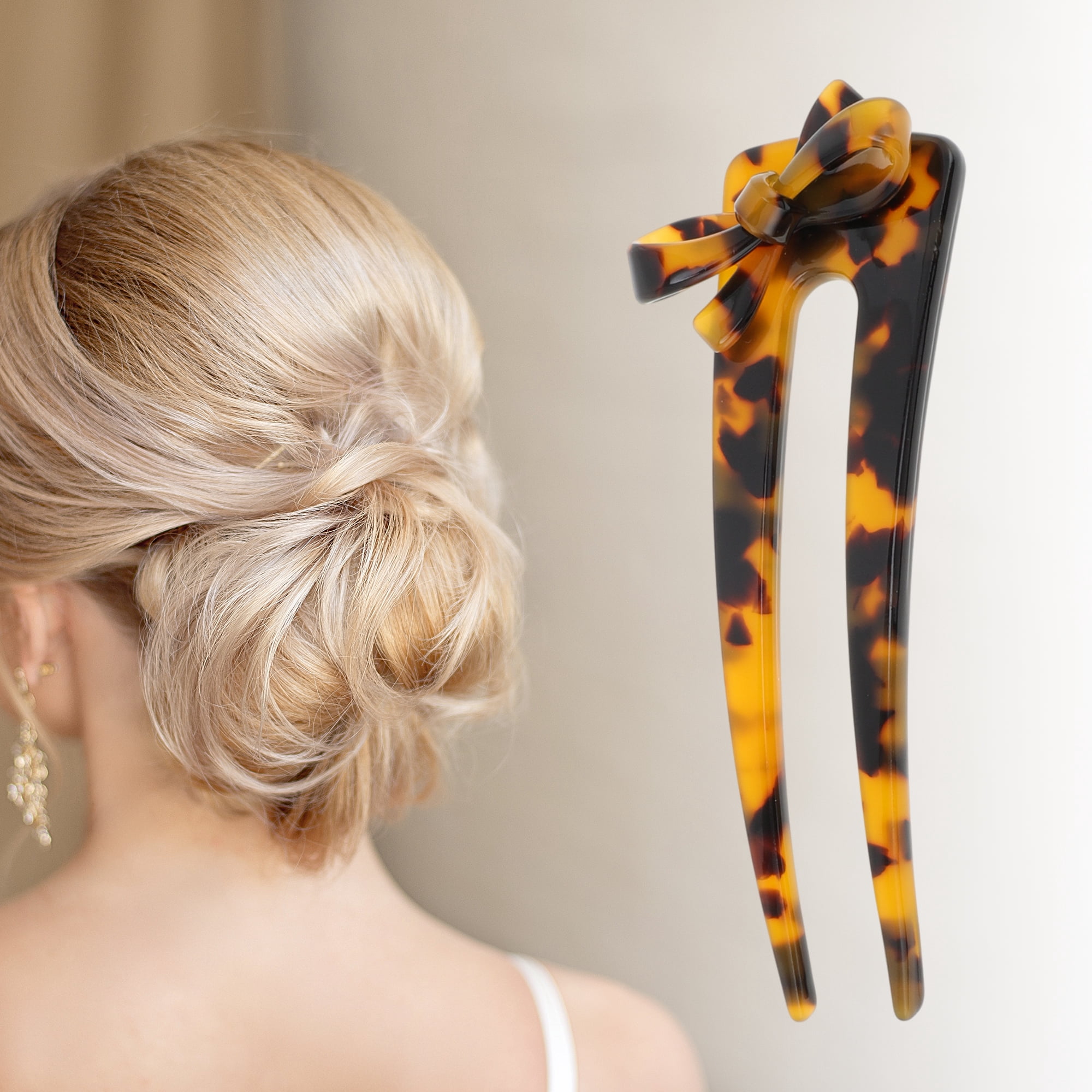 Unique Bargains Simple Comfortable No Slip Bow Chignon Pin for Women 1 Pc Black, Brown