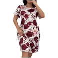 thumbnail image 1 of Chemise de Nuit pour Femmes Grande Taille Robe T-Shirt à Bretelles, Coupe Ample Robe de Nuit à Col Rond et Manches Courtes en Rouge, 1 of 5