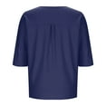 thumbnail image 6 of Tops for Women under $5 Cotton Linen Short Sleeved Round Neck T-shirt Home Casual T-shirt Navy, 6 of 6