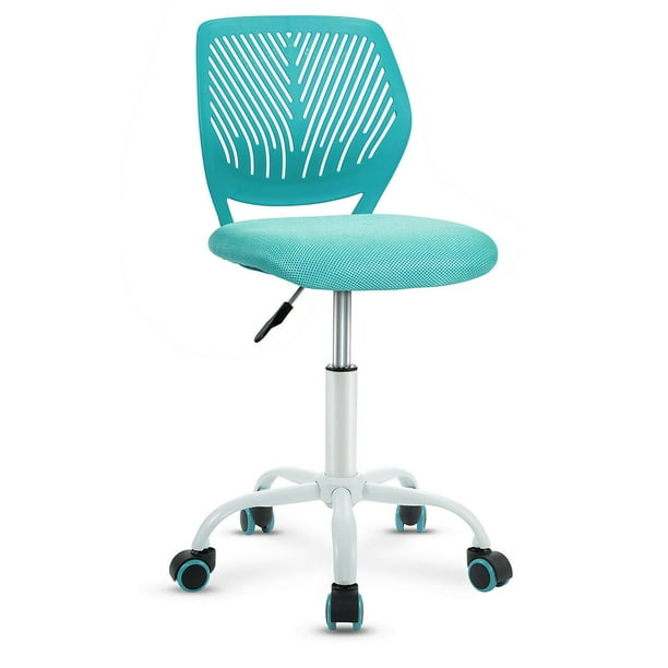 Costway Office Task Desk Armless Chair, Turquoise Armless Task Chair