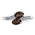 thumbnail image 5 of Sterling Silver Rhodium 2 Oval Smoky Quartz & Diamond Ring, 5 of 6