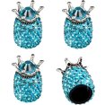 thumbnail image 1 of Car Wheel Tire Valve, 4 Pack Handmade Crown Crystal Rhinestone Car Stem Air Caps Cover, Attractive Dustproof Bling Car Accessories, Universal for Most Vehicles-Crown, Lake Blue, 1 of 4