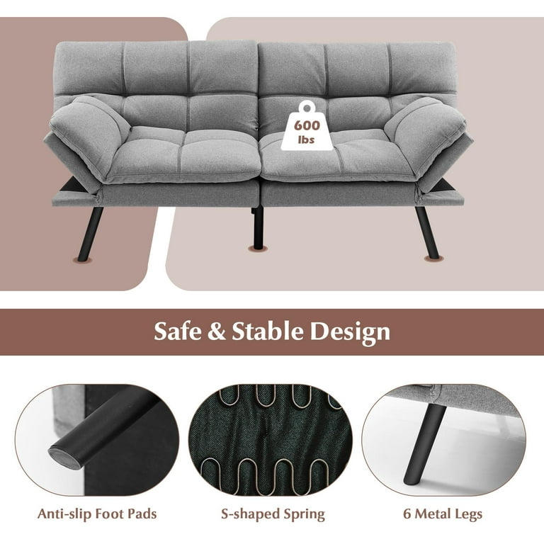 Giantex 8 Inch Folding Sofa Bed Couch, Memory Foam Futon Mattress Line –  Giantexus