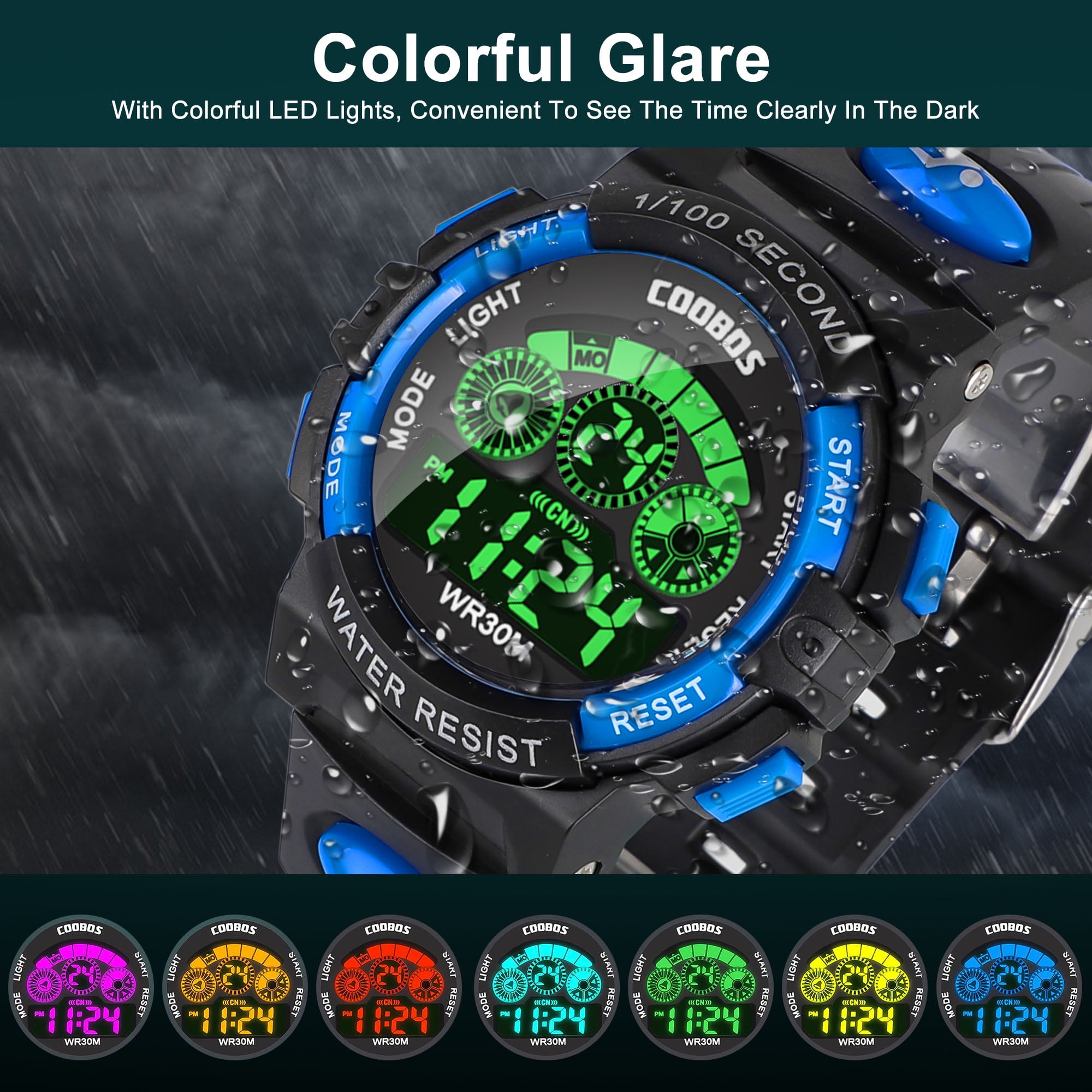 Kids Digital Watch, Boys Sports Waterproof Led Watches with Alarm,  Stopwatch, Multifunctional Outdoor Electronic Analog Quartz Wrist Watches  with Colorful LED Display, Gift for Boy Girls Children 