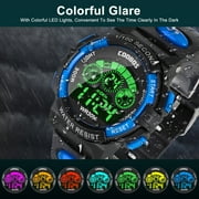 Digital Watch, Boys Sports Waterproof Led Watches with Alarm, Stopwatch, Multifunctional Outdoor Electronic Analog Quartz Wrist Watches with Colorful LED Display, Gift for Boy Girls