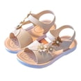 thumbnail image 7 of FINALGANG Kids Girls Open Toe Sandals With Butterfly Flower Appliques Pearl Accent Adjustable Hook And Loop Strap Soft Sole Shoes For Summer Daily Play White 10-10.5 Years, 7 of 7