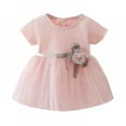 thumbnail image 1 of Robes pour Tout-Petites Fille à Manches Courtes, Couture en Maille, Tutu de Princesse pour Tout-Petites Filles, Jupe en Tulle, Robe de Fête, 1 of 9