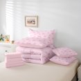 thumbnail image 5 of Feelyou Cartoon Cute Bow Bedding Comforter Set 7 Pieces for Kid, Princess Ribbon Full Bedding Set, Kawaii Stripes Bowknot Reversible Fitted Sheet Flat Sheet, Luxury Bedroom Decor, 5 of 7