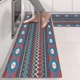 thumbnail image 2 of Kitchen Rugs Sets Of 2,Blue Geometric and Striped Pattern Anti Fatigue Kitchen Mat Rugs Non Slip Washable,Decorative Kitchen Floor Mats for Kitchen,Sink,Laundry,17"X47", 2 of 5