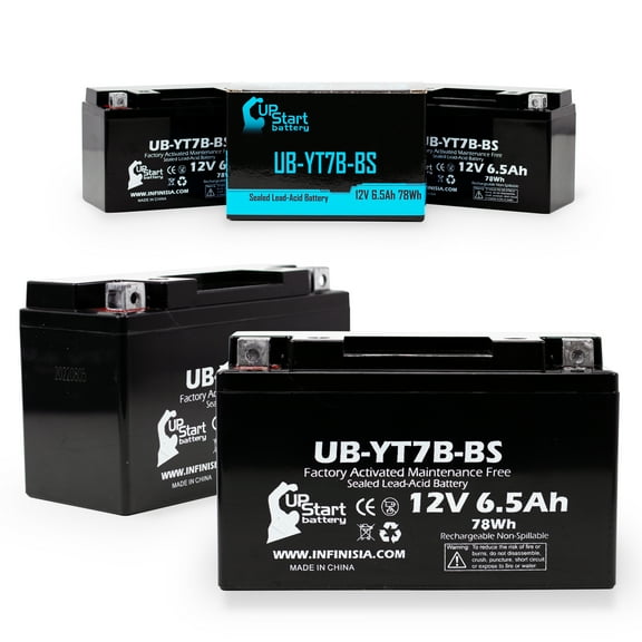 4-Pack UpStart Battery Replacement for 2006 Yamaha YFZ450 450CC Factory Activated, Maintenance Free, ATV Battery - 12V, 6Ah, UB-YT7B-BS