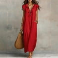 thumbnail image 2 of Puliio Maxi Dresses for Women Sleeveless V Neck Ruffle Loose Casual Dress with Pockets, 2 of 5