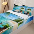 thumbnail image 3 of Manfei Green Palm Trees Zipper Twin Comforter Sets with Fitted Sheet and 2 Pillowcases,Wooden Bridge Zipper Bedding Set,4pcs, 3 of 8