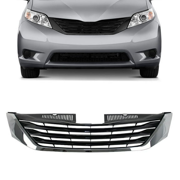 Front Grille Chrome Shell Black Insert For 2011 2012 2013 2014 2015 2016 2017 Toyota Sienna 5310108080