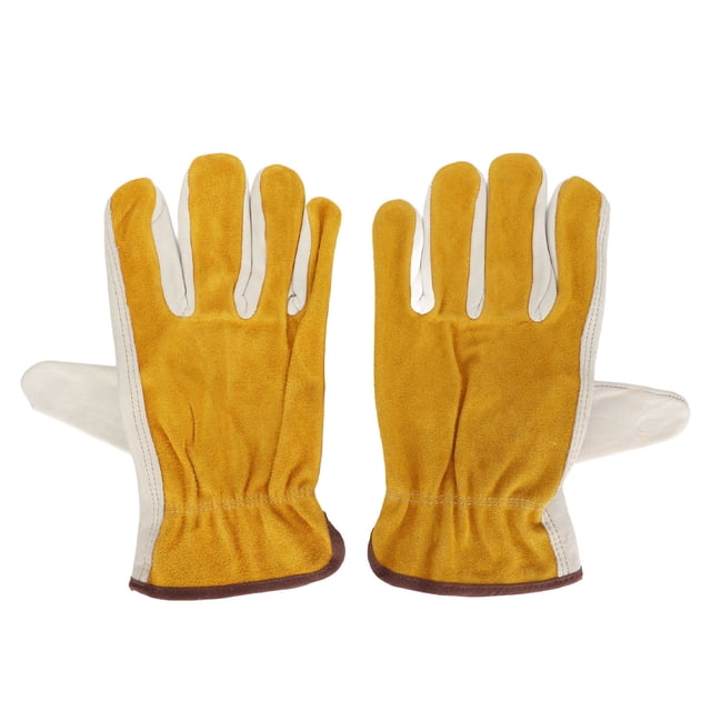 Guantes de cuero de vaca para jardín, guantes de cuero con dedos completos, resistentes al desgaste, a prueba de pinchazos, para jardinería, ApricotM