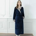 thumbnail image 2 of Fesfesfes Women Long Sleeve Flannel Robe Bathrobe Gown with Pocket and Belt Cozy Warm Fleece Loungewear Soft V Neck Sleepwear for Home Relaxation(Blue,XL), 2 of 4