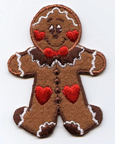 SET OF 2 GINGERBREAD GIRL Small Iron On Patch Christmas Baking 