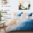 thumbnail image 3 of 3 Piece Blue Geometric Beach Duvet Cover Set California King,Microfiber Comforter/Quilt Cover with Corner Ties and 2 Pillowcases,Ombre Waves Moire Abstract Art All Season Bedding with Zipper Closure, 3 of 8