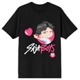 thumbnail image 5 of KPop Demon Hunters Saja Boys Jinu Heart on Black Short Sleeve Adult T Shirt - XS, 5 of 7