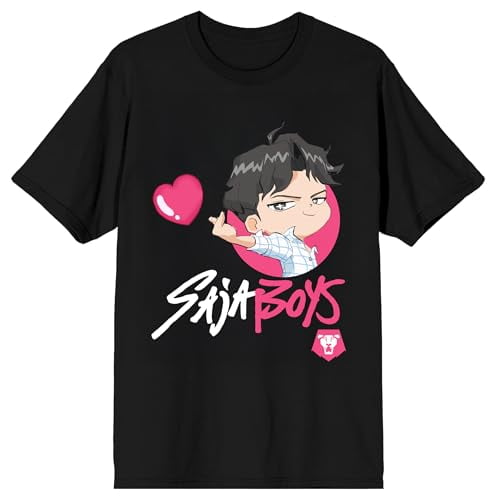 KPop Demon Hunters Saja Boys Jinu Heart on Black Short Sleeve