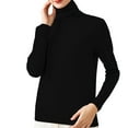 thumbnail image 2 of YEJIMAN Black Womens Shirts, Autumn and Winter New Internal Turtleneck Sweater Women Pile Pile Collar Elastic Bottom Shirt Slim Slim European and American Knitted Top, 2 of 4