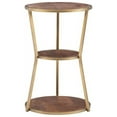 thumbnail image 3 of Pemberly Row Contemporary Metal and Mango Wood Three Tier Side Table in Gold, 3 of 11