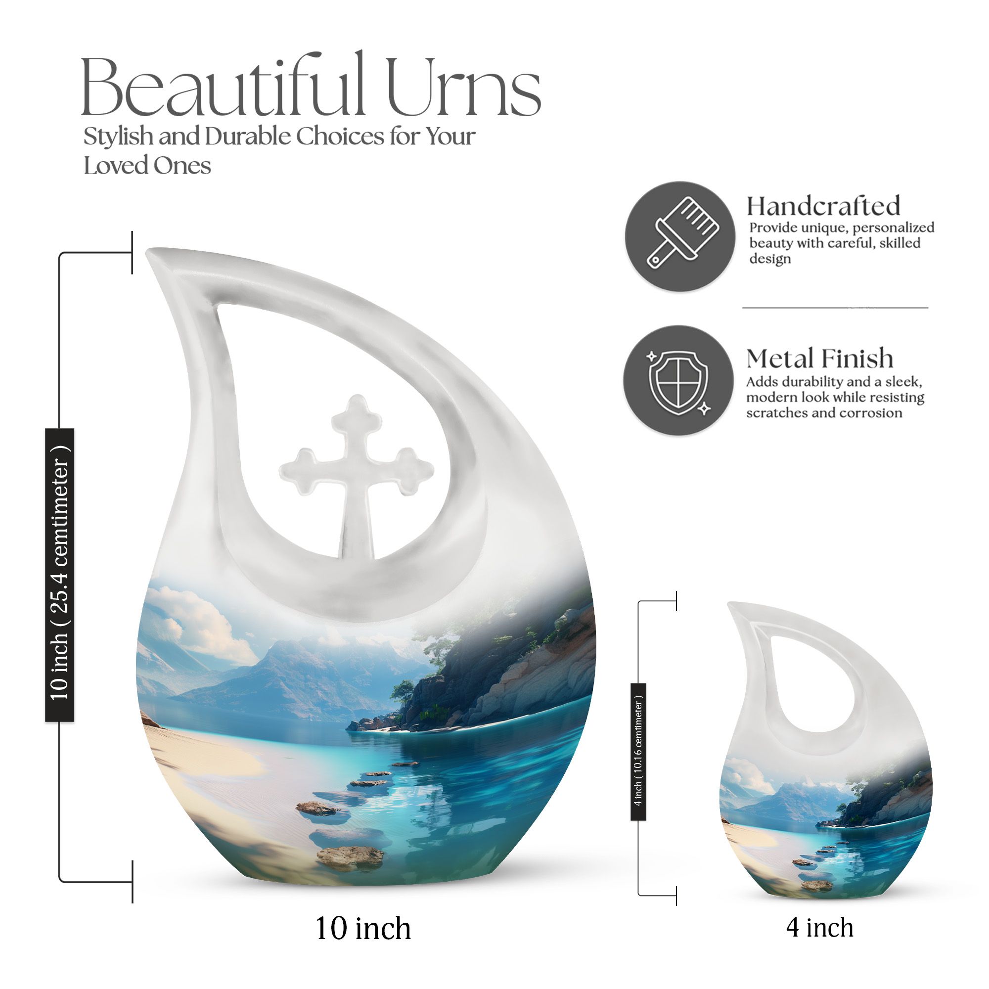 MUKTIVE Beach Nature Urn for Adult Male & Female, Combo Sets Funeral Burial Urns for Human Ashes, Blue Cremation Urn for Human Ashes, Multicolor Ash Holder(1 Large 10 ", 4 Keepsake 3 ")
