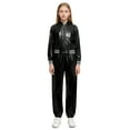 thumbnail image 4 of iiniim Boys Girls Hip Hop Modern Dance Outfit Shiny Metallic Long Sleeve Jacket and Pants Set Tracksuit Black 6, 4 of 6