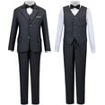 thumbnail image 2 of Boys Suit Set Formal Dress Shirt with BowTie Vest Pants Toddler Boy Tuxedo Suits, 2 of 13