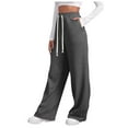 thumbnail image 3 of GEWSEY Women's Sweatpants Straight Leg High Waist Casual Drawstring Sweat Pants Workout Athletic Joggers with Pockets Dark Gray, XXL, 3 of 7