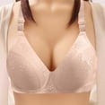 thumbnail image 3 of HVOBTTY Women's Daily Bra, Bras for Women, Women's Non Steel Ring Style Printed Gathered Middle Button Breathable Underwear Daily Bra Beige, XL, 3 of 5