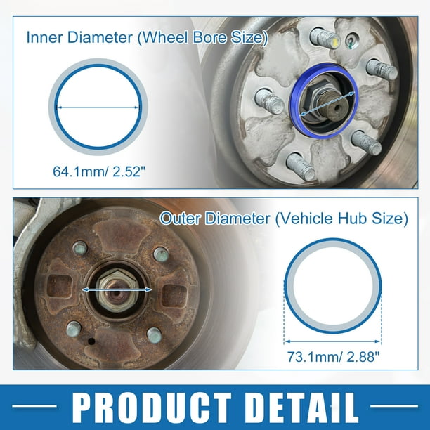 WHEEL CONNECT Hub Centric Rings, 71.5 To 64.1 Set Of 4, Aluminium Alloy Hubrings 64.1 To 71.5, O.D:71.5mm I.D 64.1mm. A