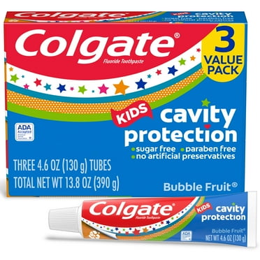 Colgate Kids Cavity Protection Toothpaste, Bubble Fruit, 4.6 oz, 3 Pack