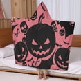 thumbnail image 5 of Halloween Pink Spooky Pumpkins and Bats Hooded Bath Towel，60"x35" for Ages 3 To 12 Kids, Quick Dry Lightweight Soft Microfiber Hood Beach Towel Cover Up for Kids, 5 of 7