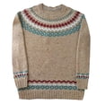 thumbnail image 4 of Women's Christmas Vintage Sweater Long Sleeve Crewneck Chunky Knit Print Pullover Loungewear Khaki XL, 4 of 4