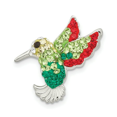 Sterling Silver Multi-colored Preciosa Crystal Hummingbird Brooches Pin