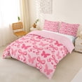 thumbnail image 3 of Erosebridal Cute Pink Queen Duvet Cover Set for Girls, Butterfly Bow-Tie Bedding, Pink Reversible, 1 Duvet Cover and 2 Pillowcases (No Comforter), 3 of 5