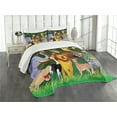 thumbnail image 3 of Ambesonne Zoo Quilted Bedspread Set 3 Pcs, Exotic Jungle Cheerful Fun, Queen Size, Multicolor, 3 of 5