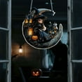 thumbnail image 5 of BNNG Halloween Ghost Stained Glass Suncatcher Hand Painted Window Hangings Suncatcher Halloween Goth Decoration for Home, Office, Kitchen, Living Room, Wall (Witch,8" Diameter), 5 of 6