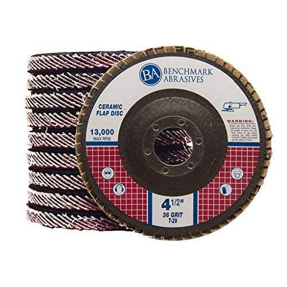 Benchmark Abrasives 36 Grit Flat Flap Discs in Ceramic, 10 Count