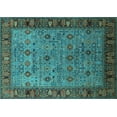 thumbnail image 1 of Ahgly Company Machine Washable Indoor Rectangle Oriental Turquoise Blue Industrial Area Rugs, 7' x 9', 1 of 4