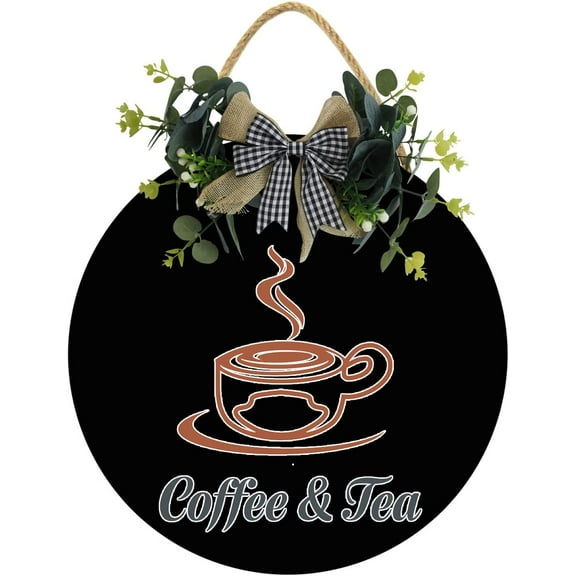 Eveokoki 12" Coffee And Tea Sign,Coffee Bar Sign Farmhouse Coffee Wooden Sign,Rustic Wood Coffee Table Sign Vintage Coffee Wood Plaque Decor
